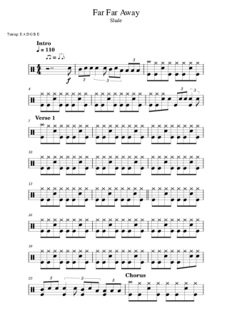 Slade Far Far Away score for Drums