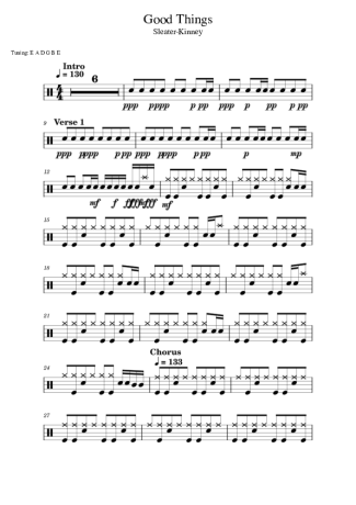 Sleater Kinney  score for Drums