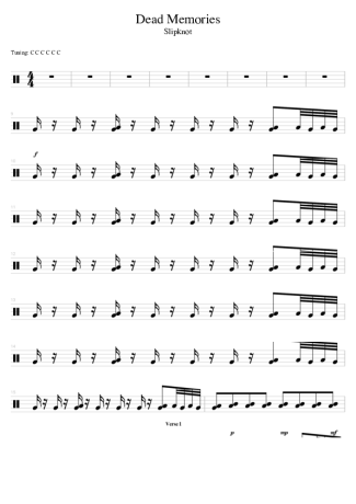 Slipknot Dead Memories (drums 2) score for Drums