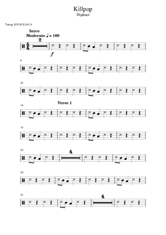 Slipknot Killpop (drums 2) score for Drums