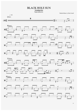 Soundgarden Black Hole Sun score for Drums