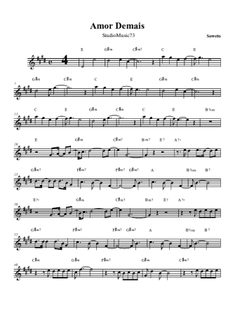 Soweto Amor Demais score for Tenor Saxophone Soprano (Bb)