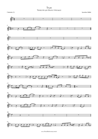 Spandau Ballet  score for Clarinet (C)