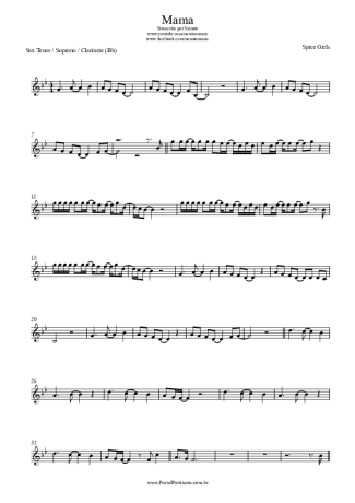 Spice Girls Mama score for Clarinet (Bb)