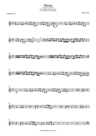 Spice Girls Mama score for Clarinet (C)