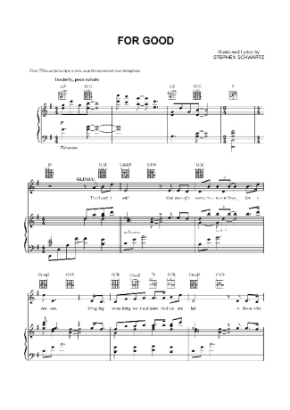 Stephen Schwartz For Good score for Piano