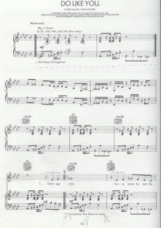 Stevie Wonder  score for Piano