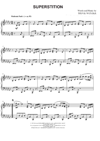 Stevie Wonder Superstition score for Piano