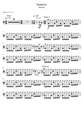 Sublime Santeria score for Drums