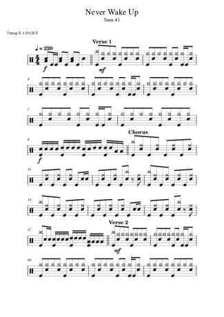 Sum 41  score for Drums