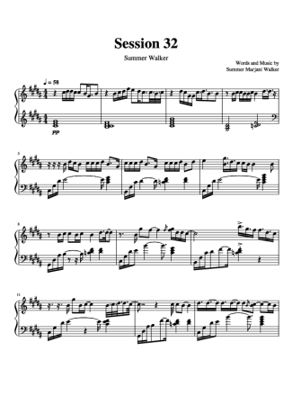 Summer Walker  score for Piano