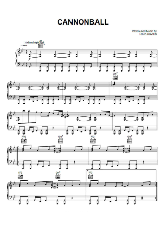 Supertramp Cannonball score for Piano