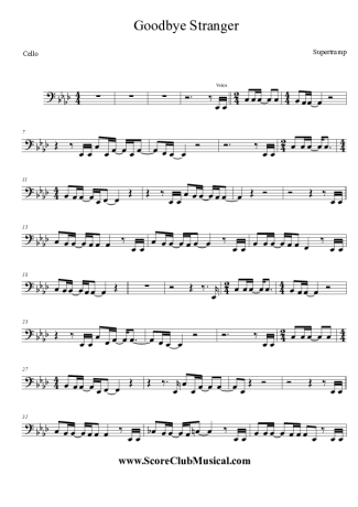 Supertramp Goodbye Stranger score for Cello