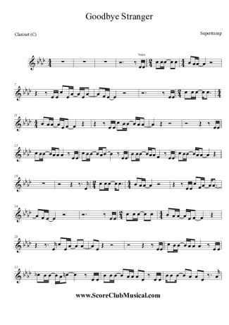 Supertramp  score for Clarinet (C)