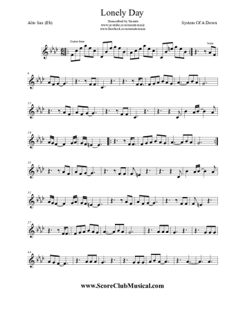 System Of A Down  score for Alto Saxophone