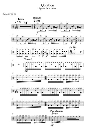 System Of A Down Question score for Drums