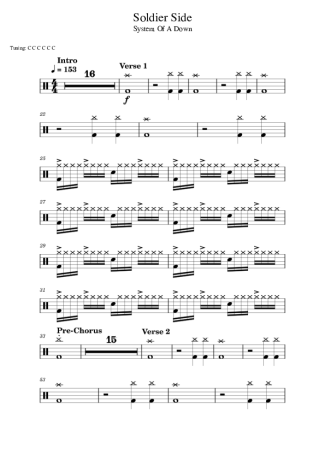 System Of A Down Soldier Side score for Drums