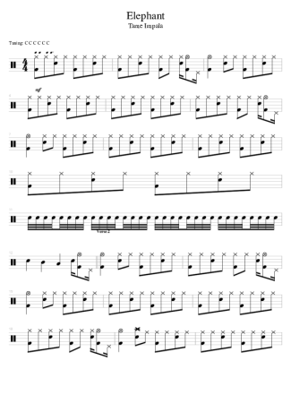 Tame Impala Elephant score for Drums