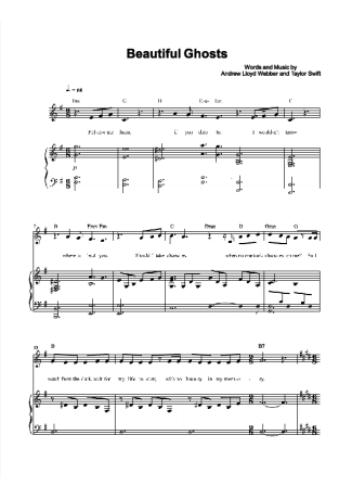Taylor Swift Beautiful Ghosts score for Piano