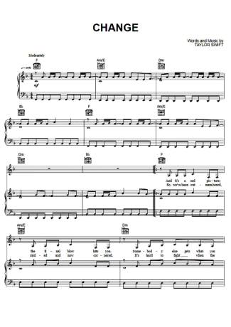 Taylor Swift Change score for Piano