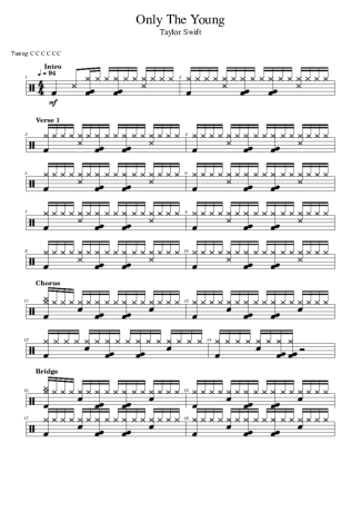 Taylor Swift Only The Young score for Drums