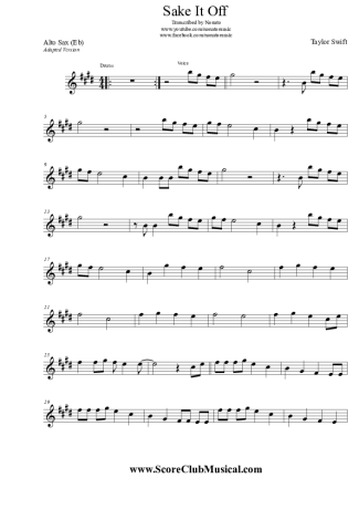 Taylor Swift Shake It Off score for Alto Saxophone