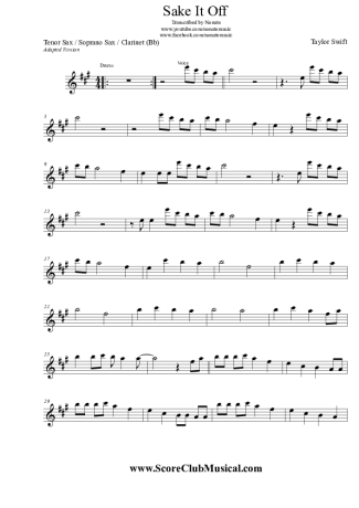 Taylor Swift  score for Clarinet (Bb)