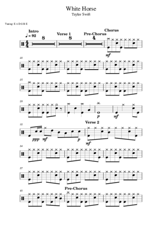 Taylor Swift White Horse score for Drums