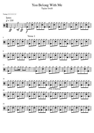 Taylor Swift You Belong With Me score for Drums