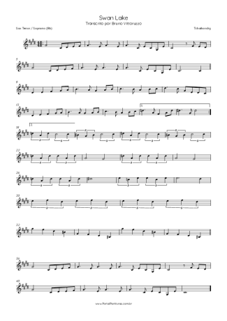 Tchaikovsky Swan Lake score for Tenor Saxophone Soprano (Bb)