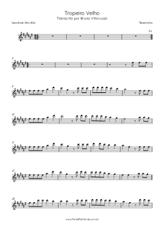 Teixeirinha Tropeiro Velho score for Alto Saxophone