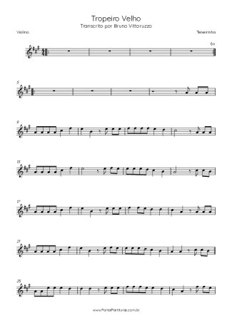 Teixeirinha Tropeiro Velho score for Violin