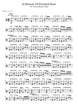 The Allman Brothers Band In Memory Of Elizabeth Reed score for Drums
