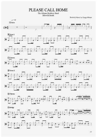 The Allman Brothers Band  score for Drums