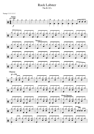 The B-52´s Rock Lobster score for Drums