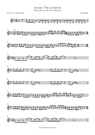 The Beatles  score for Tenor Saxophone Soprano (Bb)