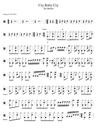 The Beatles Cry Baby Cry score for Drums