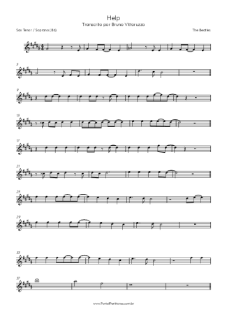 The Beatles  score for Tenor Saxophone Soprano (Bb)