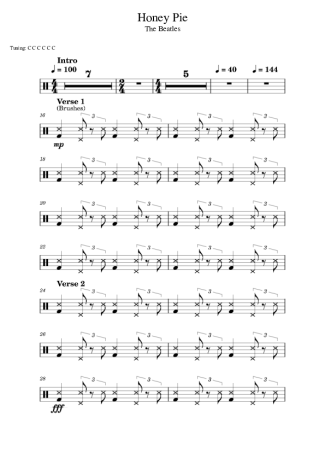 The Beatles Honey Pie score for Drums