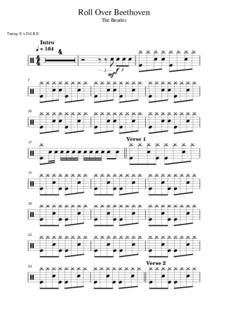 The Beatles Roll Over Beethoven score for Drums