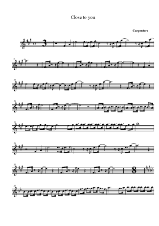 The Carpenters Close to you score for Tenor Saxophone Soprano (Bb)