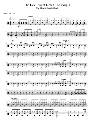 The Charlie Daniels Band The Devil Went Down To Georgia score for Drums