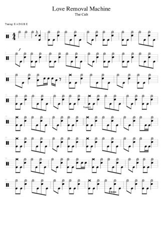 The Cult Love Removal Machine score for Drums