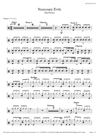 The Favors Necessary Evils score for Drums