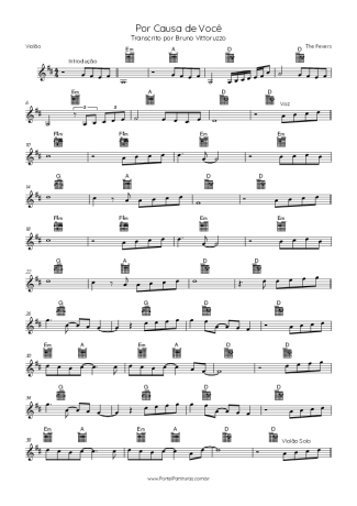 The Fevers Por Causa De Você score for Acoustic Guitar