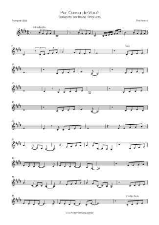 The Fevers Por Causa De Você score for Trumpet