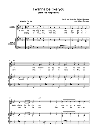 The Jungle Book I Wanna Be Like You score for Piano