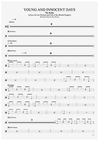 The Kinks Young And Innocent Days score for Drums