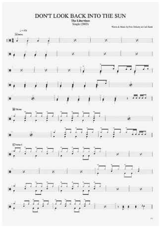 The Libertines Don´t Look Back Into The Sun score for Drums