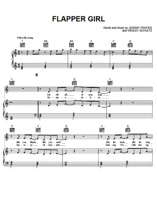 The Lumineers Flapper Girl score for Piano